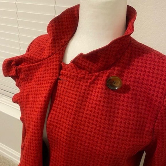 CAbi Red Houndstooth Celebration Jacket Coat - Picture 6 of 16